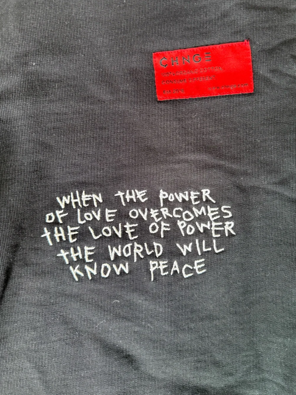 CHNGE Black Graphic Peace Love Men’s Joggers Size M -Altered See Photos-